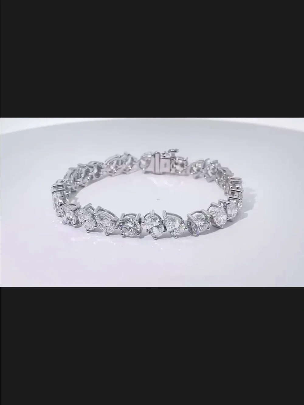 18K White Gold Mixed-Shape Lab Diamond Tennis Bracelet